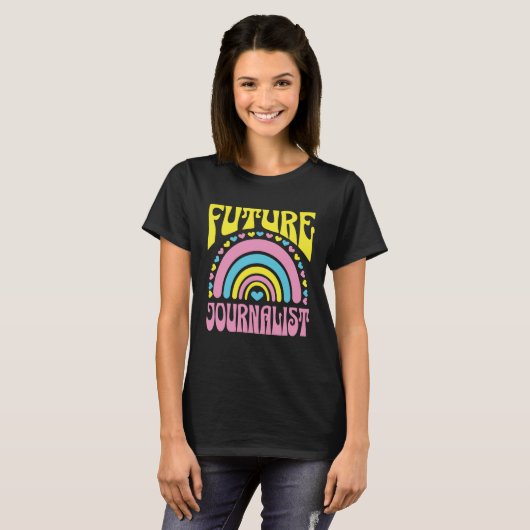 Future Journalist Bright Retro Rainbow Journalists T-shirt (Voorkant volledig)