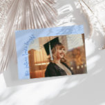 Future Looks Bright Icy Blue Curved Photo Aankondiging<br><div class="desc">Modern and whimsical graduation announcement photo card featuring a photo on the front and 1 on the back. The text says "the future looks bright" in quirky hand writing. Add the graduate's name,  information,  and message to personalize this card. Icy blue.</div>