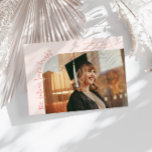 Future Looks Bright Peach Curved Photo Aankondiging<br><div class="desc">Modern and whimsical graduation announcement photo card featuring a photo on the front and 1 on the back. The text says "the future looks bright" in quirky hand writing. Add the graduate's name,  information,  and message to personalize this card. Peach.</div>