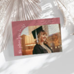 Future Looks Bright Pink Curved Photo Aankondiging<br><div class="desc">Modern and whimsical graduation announcement photo card featuring a photo on the front and 1 on the back. The text says "the future looks bright" in quirky hand writing. Add the graduate's name,  information,  and message to personalize this card. Pink.</div>