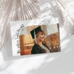 Future Looks Bright White Curved Photo Aankondiging<br><div class="desc">Modern and whimsical graduation announcement photo card featuring a photo on the front and 1 on the back. The text says "the future looks bright" in quirky hand writing. Add the graduate's name,  information,  and message to personalize this card. White.</div>