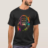 Future Monkey Dj Retro Party Gorilla Dj Synthwave T-shirt (Voorkant)