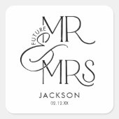 Future Mr and Mrs Engagement Vierkante Sticker (Voorkant)
