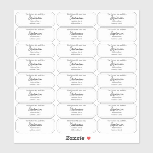 Future Mr and Mrs Return Address Transparent  Sticker (Vel)