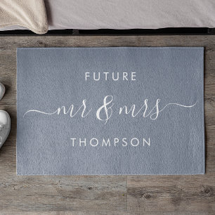 Future Mr en Mrs Hand Modern Script Dusty Blue Deurmat