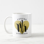 Future Mr Gold Heart Custom Wedding Monogram Koffiemok (Links)