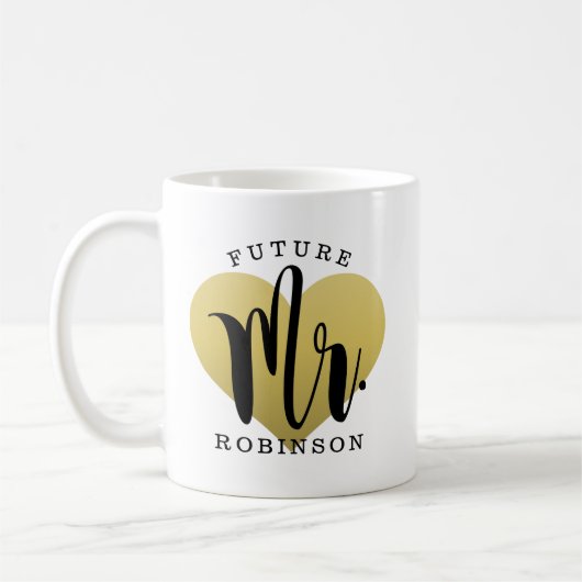Future Mr Gold Heart Custom Wedding Monogram Koffiemok (Links)