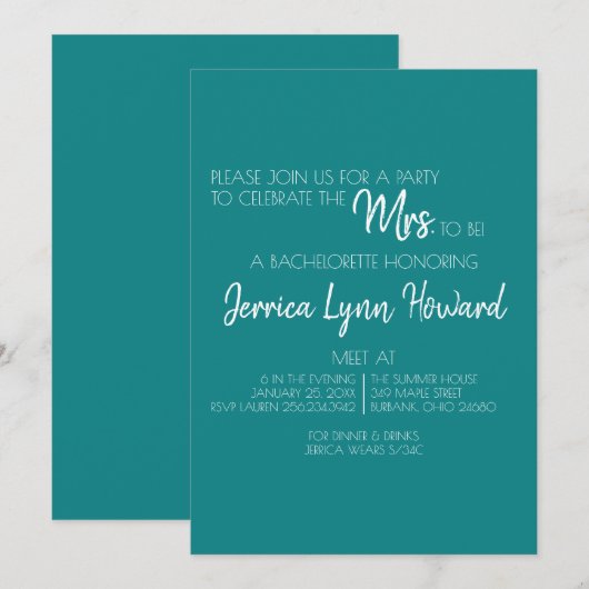 Future Mr. & mevrouw Bachelorette Uitnodiging (Voorkant / Achterkant)