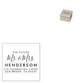 Future Mr & Mrs Script Modern Name Return Address Rubberstempel (Gestempeld)