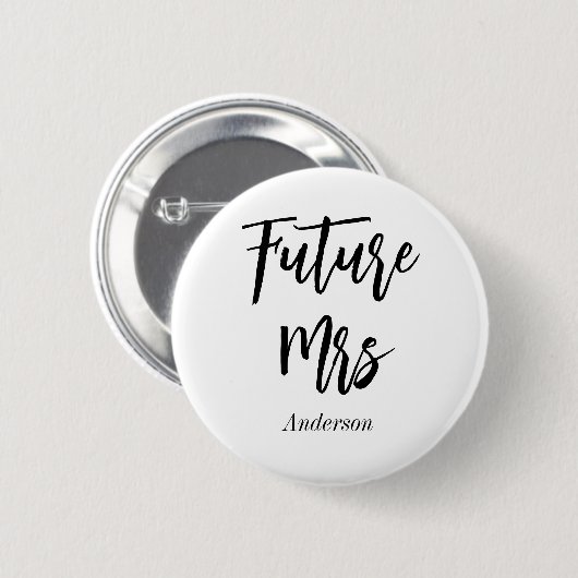 Future Mrs Black White Calligraphy Button (Voorkant /achterkant)