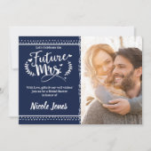 FUTURE MRS. Blauwe & Witte Bruidsfeest Foto Kaart (Voorkant)
