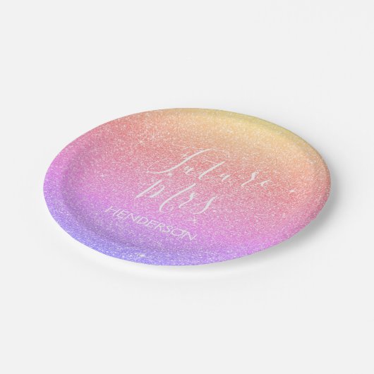 Future Mrs Elegant Paarse Roze Sparkle Glitter Papieren Bordje (Gekanteld)
