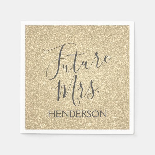 Future Mrs Luxury Gold Sparkle Glitter Servet (Voorkant)