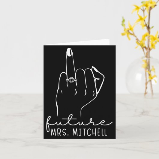 Future Mrs. Mitchell New Bridal To Be Fiance Bache Kaart (Gele Bloem)
