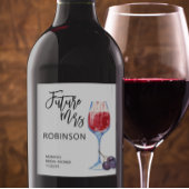 Future Mrs Name Wine Waterverf Bridal Wijn Etiket