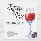 Future Mrs Name Wine Waterverf Bridal Wijn Etiket (Enkel label)