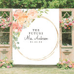 Future Mrs Peach Floral Bridal Shower Backdrop Wandkleed<br><div class="desc">Your guests will LOVE posing in front of this stunning backdrop. This will be the hit of the shower! See our entire Pretty Peach collection for more matching items!</div>