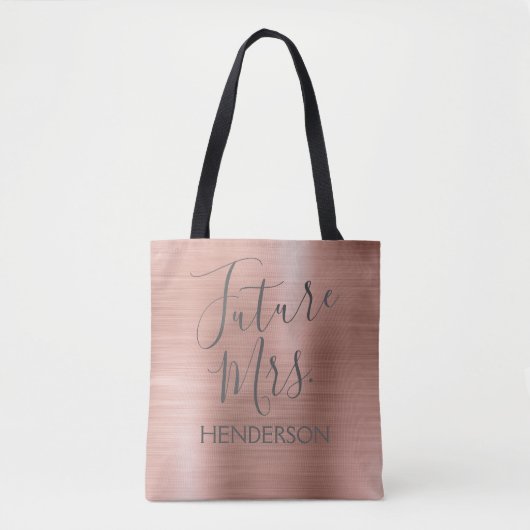 Future Mrs Roos Gold Blush Roze Modern Metal Tote Bag (Voorkant)
