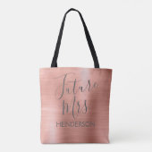 Future Mrs Roos Gold Blush Roze Modern Metal Tote Bag (Achterkant)