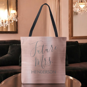 Future Mrs Roos Gold Blush Roze Modern Metal Tote Bag
