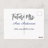 Future mrs surname bride to be purple gray name da briefkaart (Achterkant)