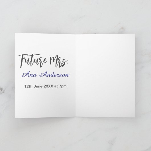 Future mrs surname bride to be purple gray name da kaart (Binnen)
