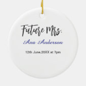 Future mrs surname bride to be purple gray name da keramisch ornament (Achterkant)