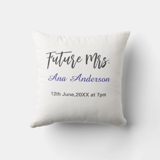 Future mrs surname bride to be purple gray name da kussen (Achterkant)