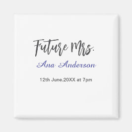 Future mrs surname bride to be purple gray name da magneet