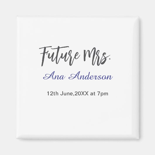 Future mrs surname bride to be purple gray name da magneet (Voorkant)