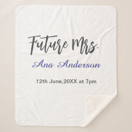 Future mrs surname bride to be purple gray name da sherpa deken