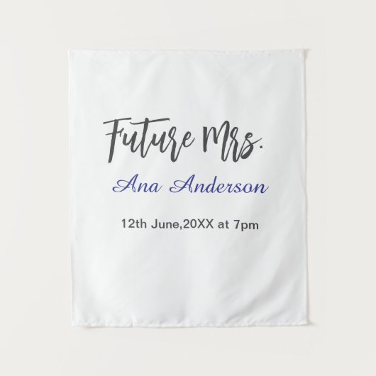 Future mrs surname bride to be purple gray name da wandkleed (Voorkant)