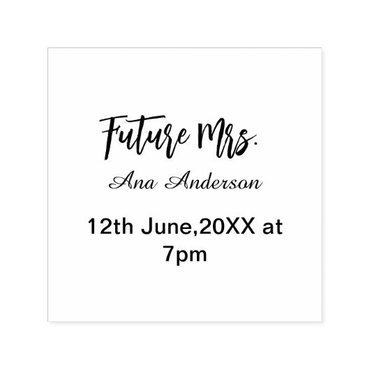 Future mrs surname bride to be purple gray name da  zelfinktende stempel (Design)