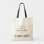 Future Mrs Vrijgezellenfeest Script Pre Wedding Br Tote Bag<br><div class="desc">Casual vrijgezellenfeest,  mevrouw de canvas tas,  met moderne bloemen en aanpasbare tekst om de naam van de bruid toe te voegen. Maakt een perfect vrijgezellenfeest cadeau. Ideaal accessoire voor het vrijdagenweekfeest,  huwelijksreis en nog veel meer!</div>