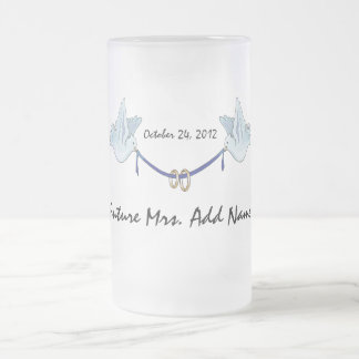 Future Mrs Wedding Doves Matglas Bierpul
