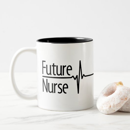 Future Nurse EKG Tweekleurige Koffiemok (Met donut)