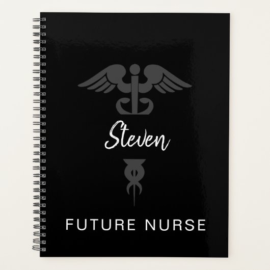 Future Nurse Medical Caduceus Black - Gepersonalis Planner (Voorkant)