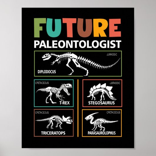 Future Paleontologist Dinosaur Fossil Paleontology Poster (Voorkant)