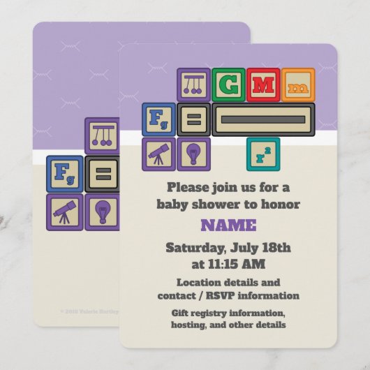 Future Physicist blokkeert uitnodiging voor Baby s (Voorkant / Achterkant)