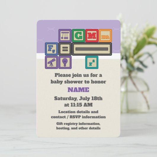 Future Physicist blokkeert uitnodiging voor Baby s (Staand voorkant)