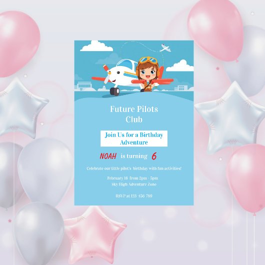 Future Pilot Airplane Adventure Birthday Kaart
