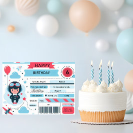 Future Pilot Airplane Boarding Pass Birthday Kaart