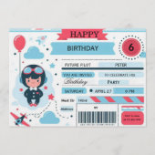Future Pilot Airplane Boarding Pass Birthday Kaart (Voorkant)