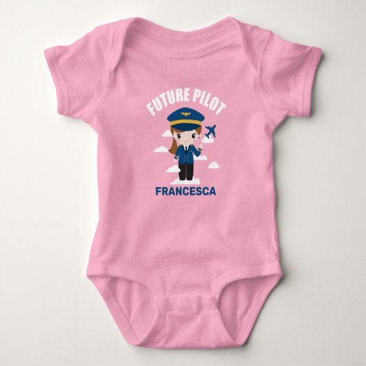 Future Pilot Girl Character Baby Bodysuit (Voorkant)