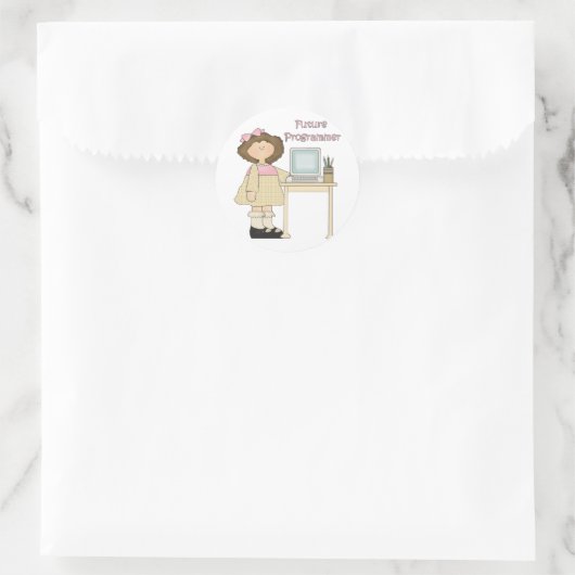 Future Programmer Girl Ronde Sticker (Tas)