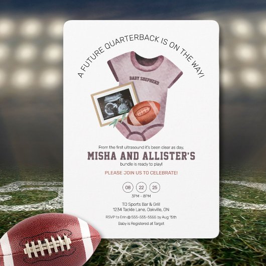 Future Quarterback Baby shower Invitation Kaart
