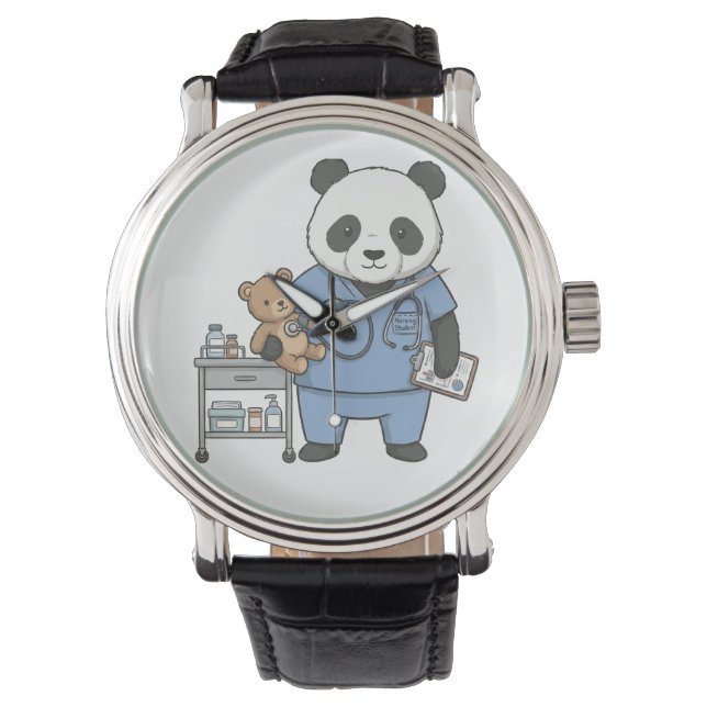 Future RN Panda: Adorable Medical Student  Horloge (Voorkant)