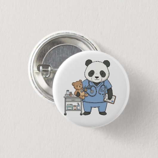 Future RN Panda: Adorable Medical Student  Ronde Button 3,2 Cm (Voorkant /achterkant)