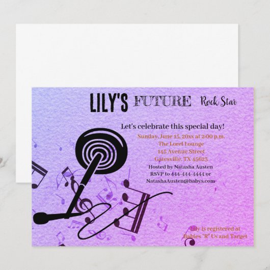 Future Rock Star Baby shower Uitnodiging (Voorkant / Achterkant)