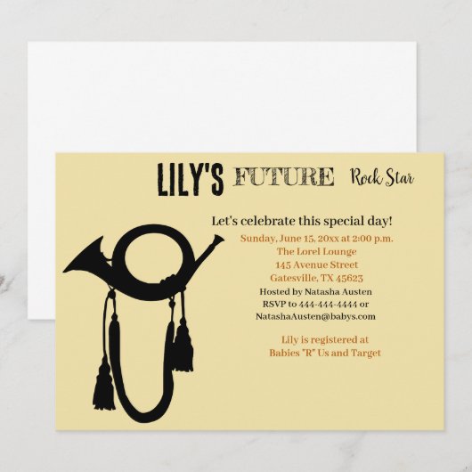 Future Rock Star Baby shower Uitnodiging (Voorkant / Achterkant)